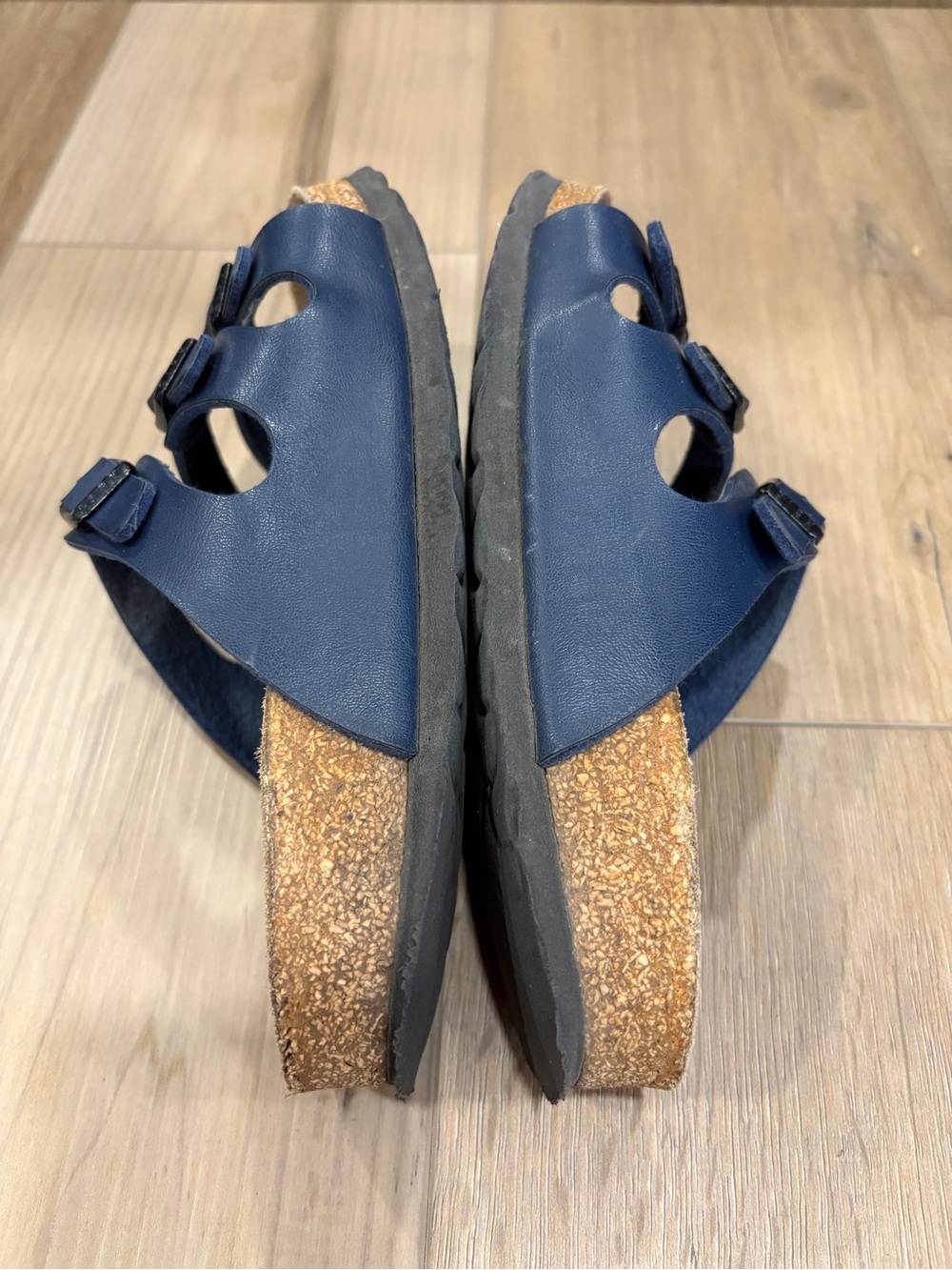 Birkenstock Unisex 36 Narrow Navy Birko Flor Florida Soft Footbed Buckle Slides - Picture 6 of 9